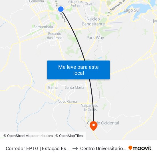 Corredor Eptg | Estação Estrada Parque (Sentido Tag.) to Centro Universitario Unidesc - Campus I map