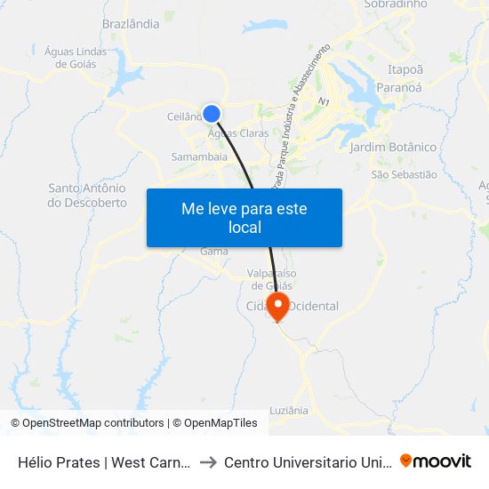 Hélio Prates | West Carnes / Taguacenter to Centro Universitario Unidesc - Campus I map