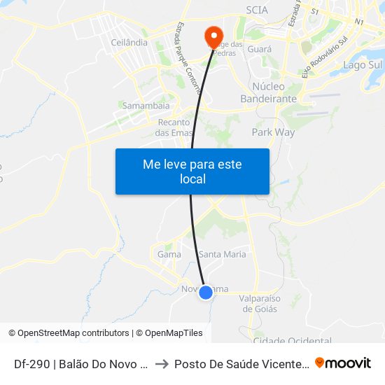Df-290 | Balão Do Novo Gama to Posto De Saúde Vicente Pires map