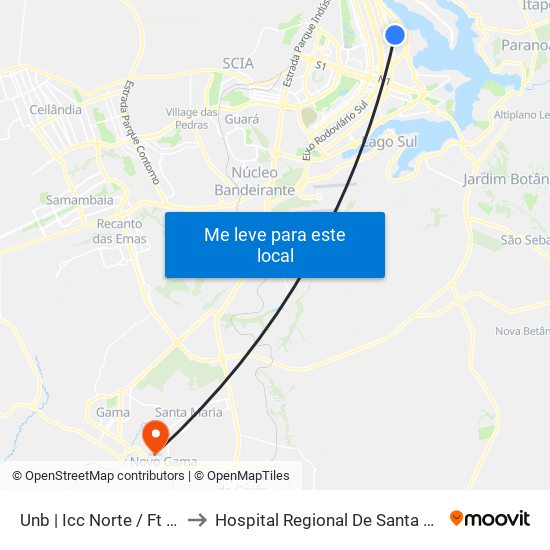 Unb | Icc Norte / Ft / Ru to Hospital Regional De Santa Maria map