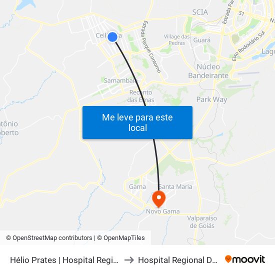 Hélio Prates | Hospital Regional Da Ceilândia to Hospital Regional De Santa Maria map