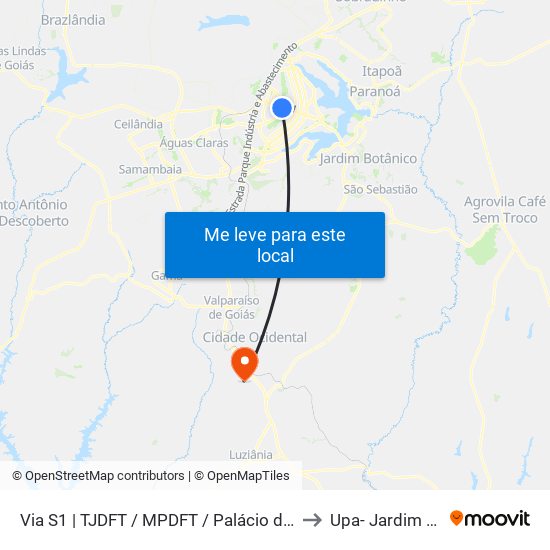 Via S1 | TJDFT / MPDFT / Palácio do Buriti to Upa- Jardim Ingá map
