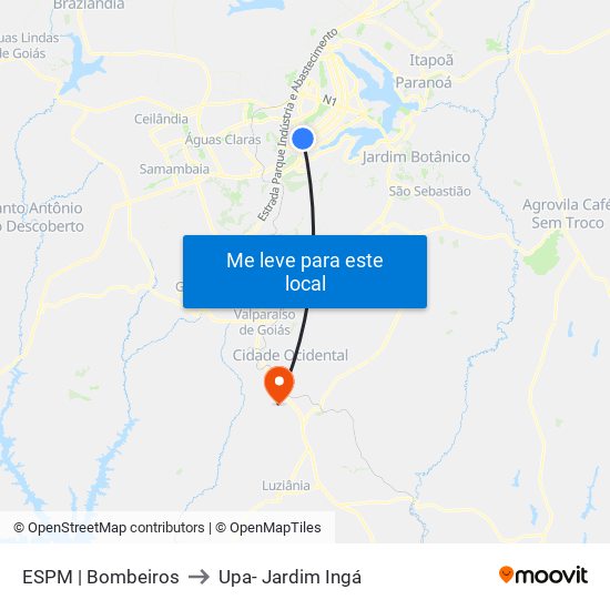 ESPM | Bombeiros to Upa- Jardim Ingá map