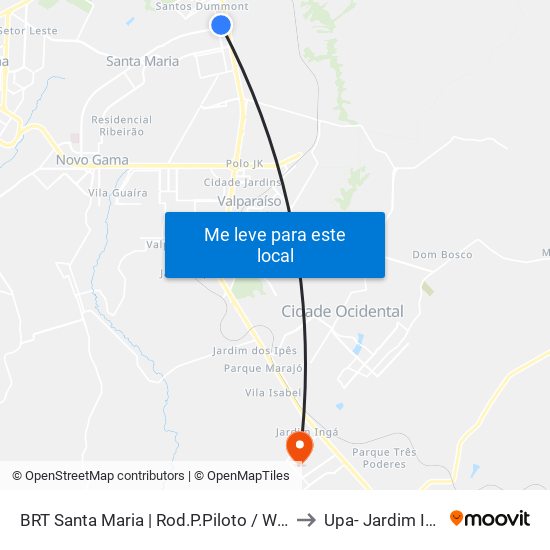 BRT Santa Maria | Rod.P.Piloto / W3 Sul to Upa- Jardim Ingá map