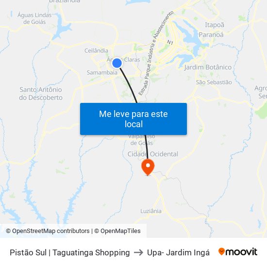 Pistão Sul | Taguatinga Shopping to Upa- Jardim Ingá map