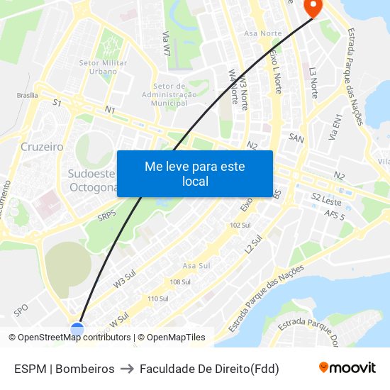 ESPM | Bombeiros to Faculdade De Direito(Fdd) map