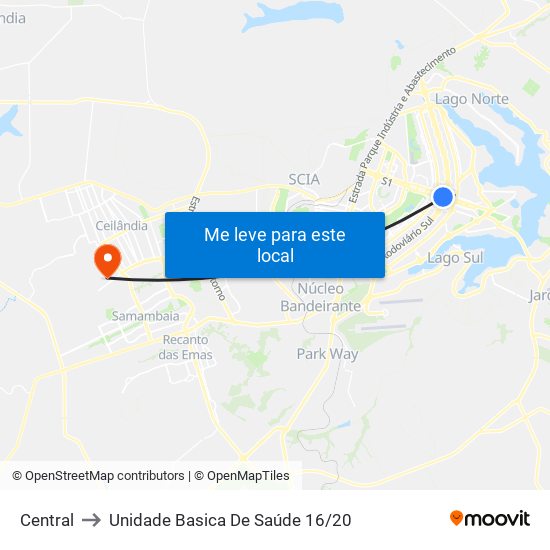 Central to Unidade Basica De Saúde 16/20 map