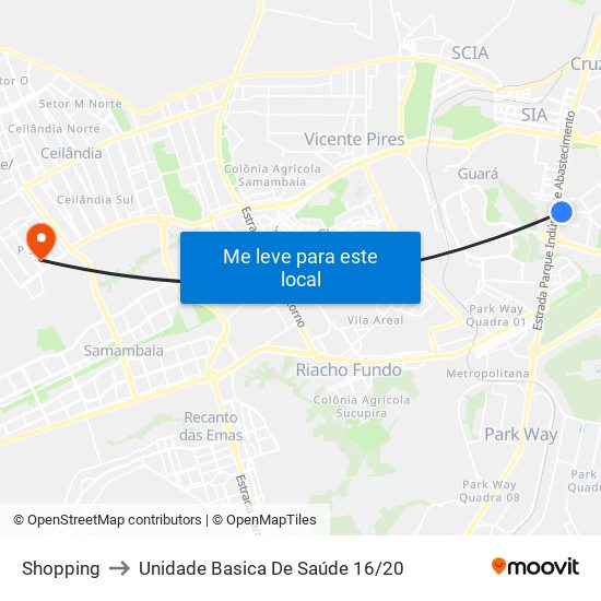 Shopping to Unidade Basica De Saúde 16/20 map
