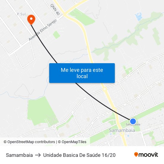 Samambaia to Unidade Basica De Saúde 16/20 map