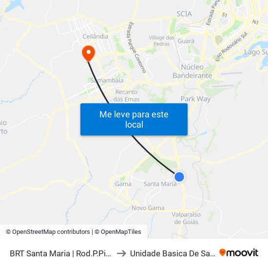 BRT Santa Maria | Rod.P.Piloto / W3 Sul to Unidade Basica De Saúde 16/20 map