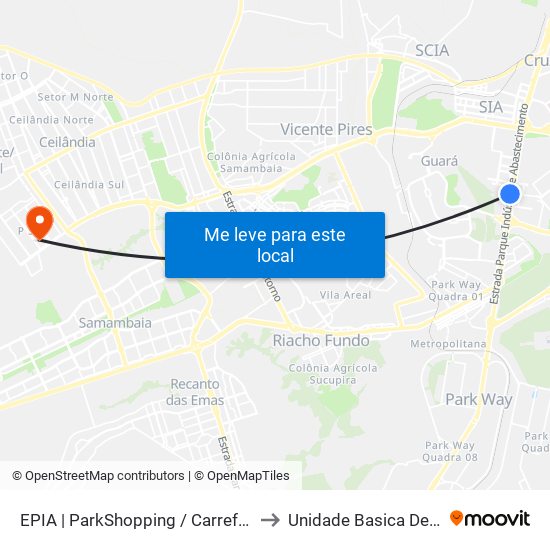 EPIA | ParkShopping / Carrefour (SEMIURBANO) to Unidade Basica De Saúde 16/20 map