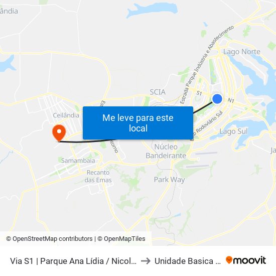 Via S1 | Parque Ana Lídia / Nicolandia / Eixo Ibero-Americano to Unidade Basica De Saúde 16/20 map