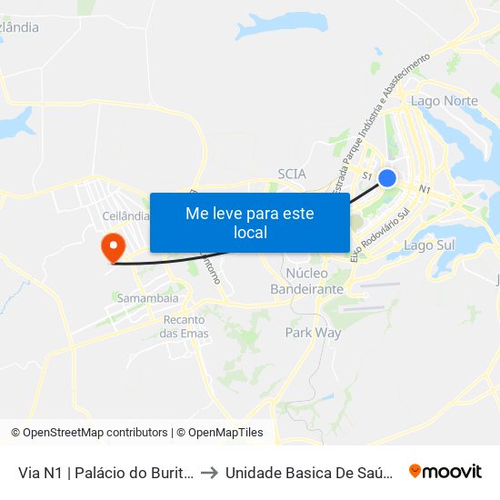 Via N1 | Palácio do Buriti / TCDF to Unidade Basica De Saúde 16/20 map