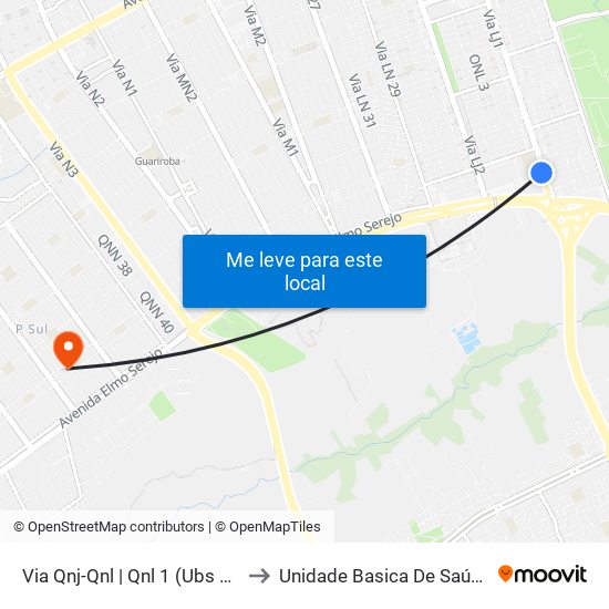 Via Qnj-Qnl | Qnl 1 (Ubs 3 / Ced 6) to Unidade Basica De Saúde 16/20 map