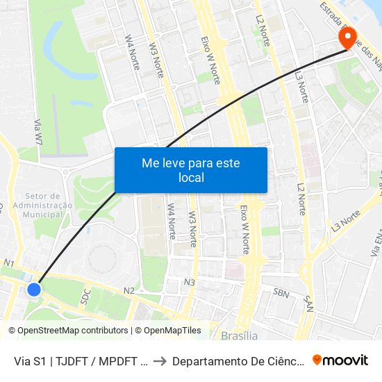 Via S1 | Tjdft / Mpdft / Palácio Do Buriti to Departamento De Ciência Da Computação map