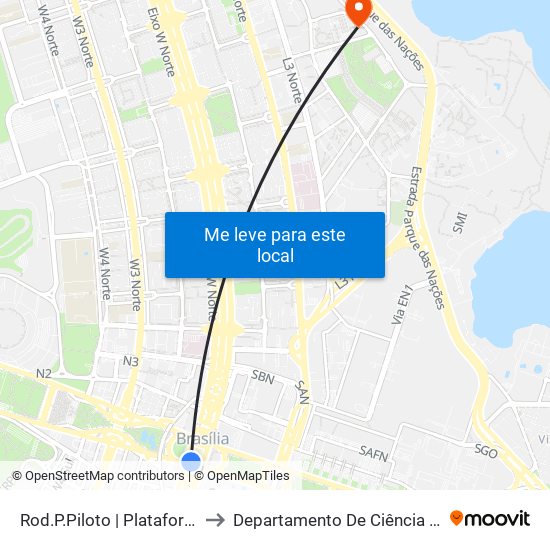 Rod.P.Piloto | Plataforma D (Box 16) to Departamento De Ciência Da Computação map