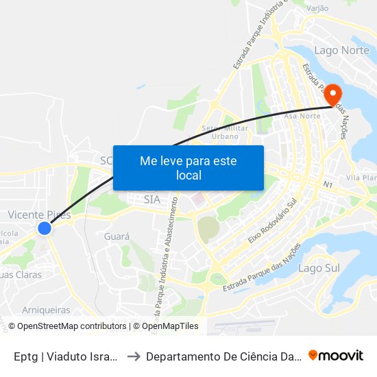 Eptg | Viaduto Israel Pinheiro to Departamento De Ciência Da Computação map