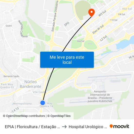 EPIA | Floricultura / Estação BRT Park Way to Hospital Urológico De Brasília map