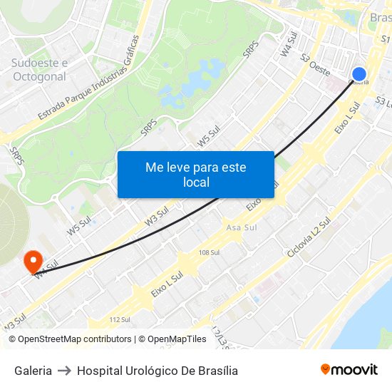 Galeria to Hospital Urológico De Brasília map