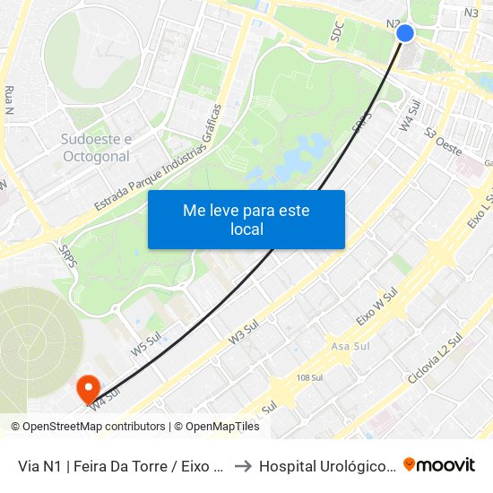 Via N1 | Feira Da Torre / Eixo Ibero-Americano to Hospital Urológico De Brasília map