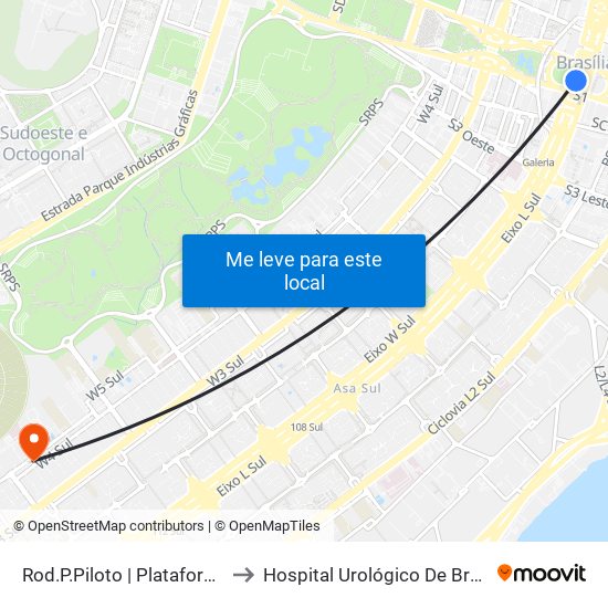 Rod.P.Piloto | Plataforma C to Hospital Urológico De Brasília map