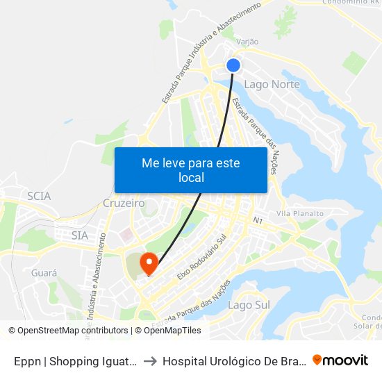 Eppn | Shopping Iguatemi to Hospital Urológico De Brasília map