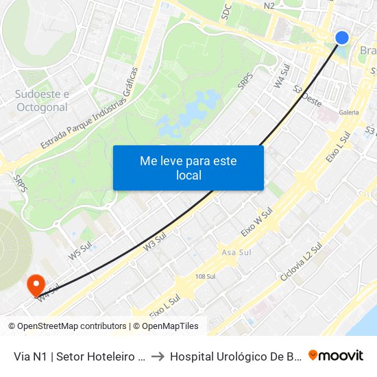 Via N1 | Setor Hoteleiro Norte to Hospital Urológico De Brasília map