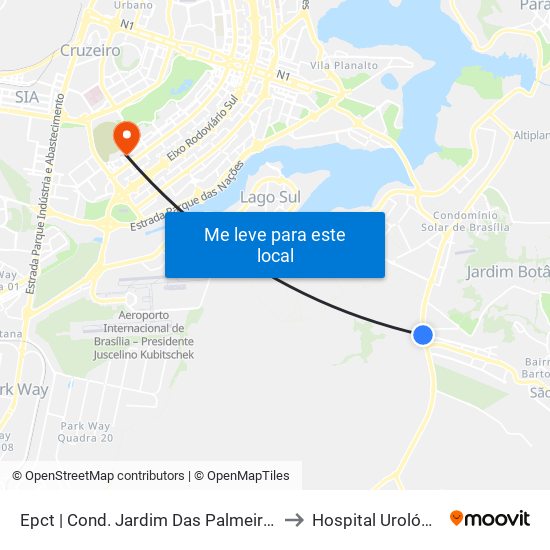 Epct | Cond. Jardim Das Palmeiras (Sentido São Sebastião) to Hospital Urológico De Brasília map