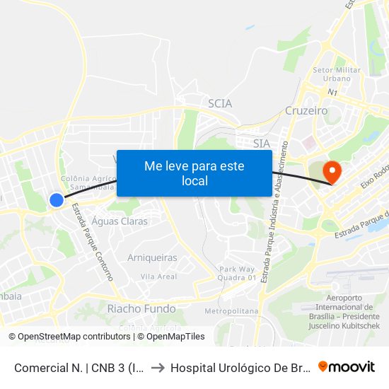 Comercial Norte | Cnb 3 (Inss) to Hospital Urológico De Brasília map