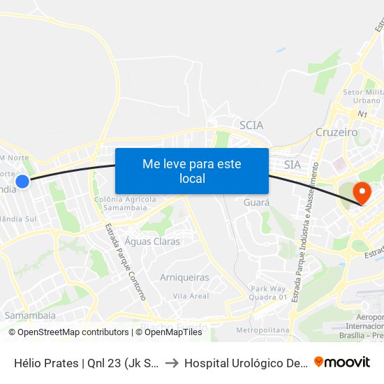 Hélio Prates | Qnl 23 (Jk Shopping) to Hospital Urológico De Brasília map