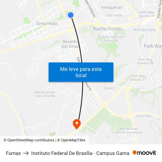 Furnas to Instituto Federal De Brasília - Campus Gama map