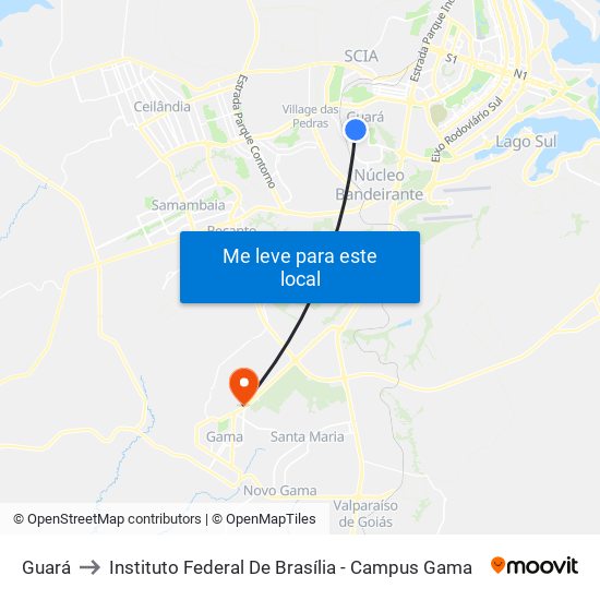 Guará to Instituto Federal De Brasília - Campus Gama map