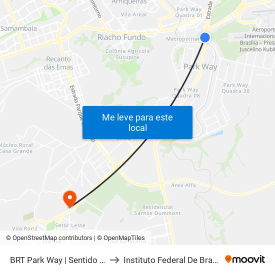 Estação Brt Park Way to Instituto Federal De Brasília - Campus Gama map