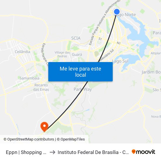 Eppn | Shopping Iguatemi to Instituto Federal De Brasília - Campus Gama map