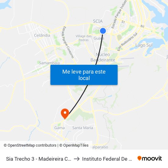 Sia Trecho 3 - Madeireira Comabra/Condor Atacadista to Instituto Federal De Brasília - Campus Gama map