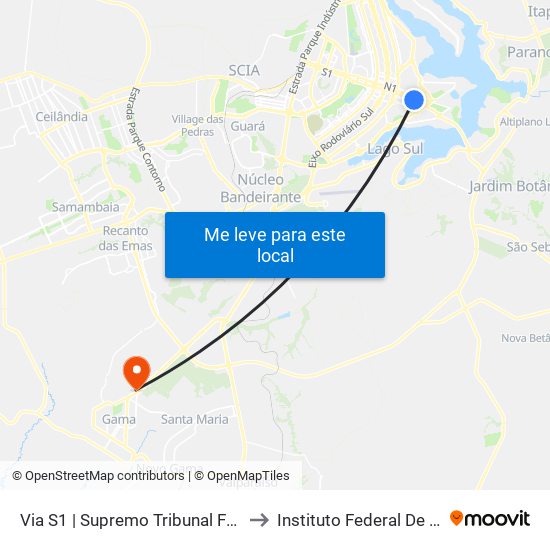 Via S1 | Supremo Tribunal Federal / Praça Dos Três Poderes to Instituto Federal De Brasília - Campus Gama map