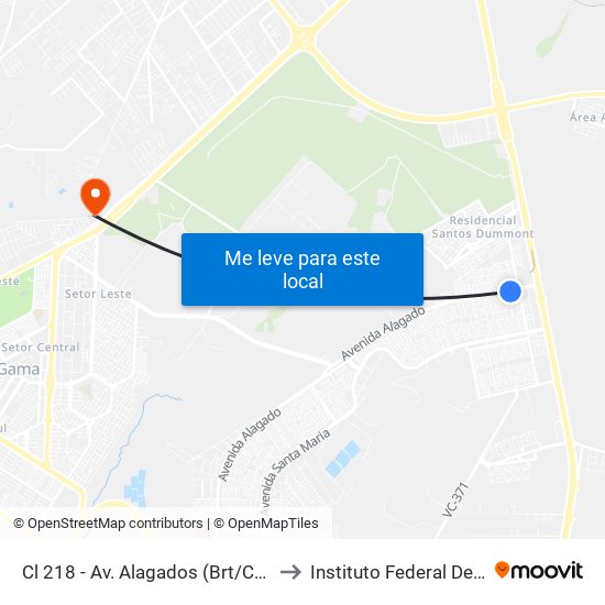 Cl 218 - Av. Alagados (Brt/Colégio Santa Maria/N.S.Aparecida) to Instituto Federal De Brasília - Campus Gama map