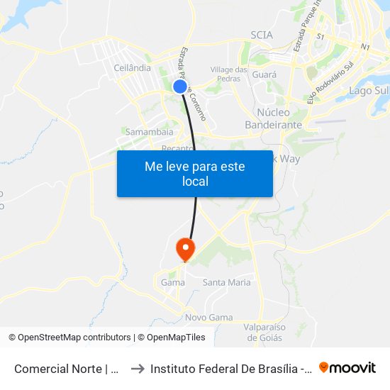 Comercial Norte | Cnb 3 (Inss) to Instituto Federal De Brasília - Campus Gama map