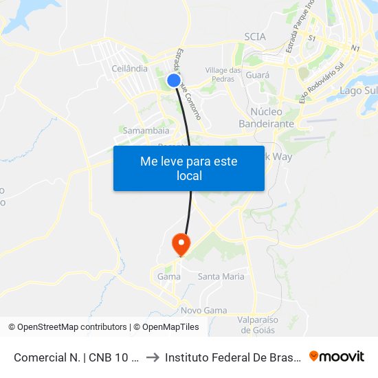 Comercial Norte | Cnb 10 to Instituto Federal De Brasília - Campus Gama map