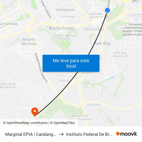 Marginal EPIA Sul | Candangolândia «Oposto» to Instituto Federal De Brasília - Campus Gama map