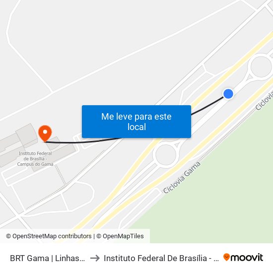 Terminal Brt Gama to Instituto Federal De Brasília - Campus Gama map