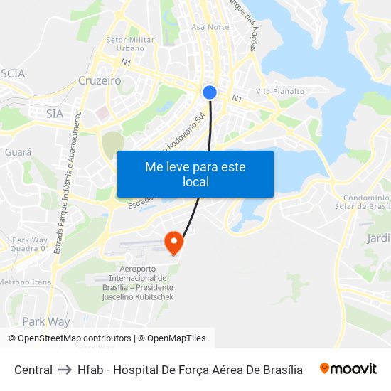 Central to Hfab - Hospital De Força Aérea De Brasília map
