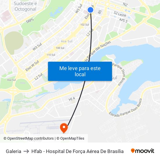 Galeria to Hfab - Hospital De Força Aérea De Brasília map