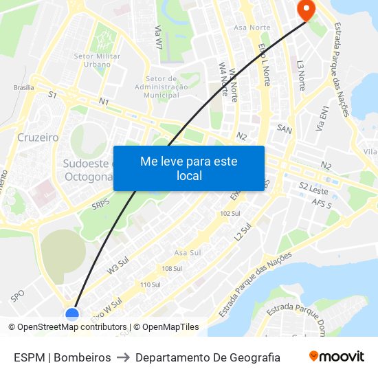 ESPM | Bombeiros to Departamento De Geografia map