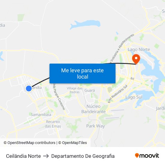 Ceilândia Norte to Departamento De Geografia map