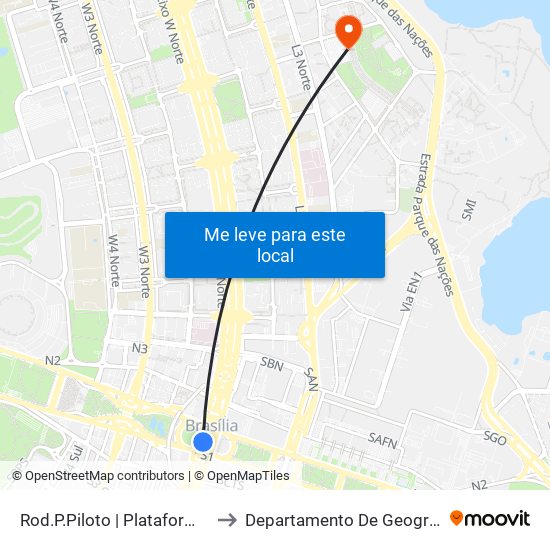 Rod.P.Piloto | Plataforma C to Departamento De Geografia map