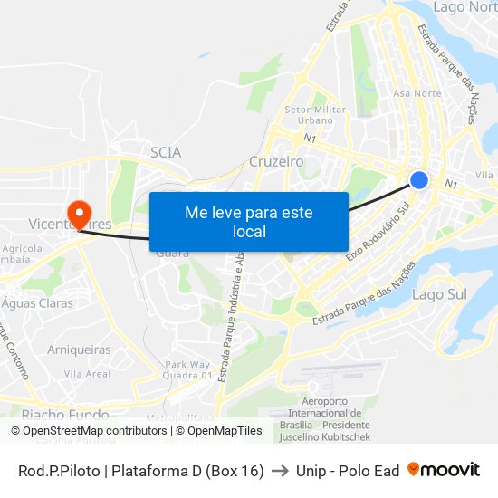 Rod.P.Piloto | Plataforma D (Box 16) to Unip - Polo Ead map