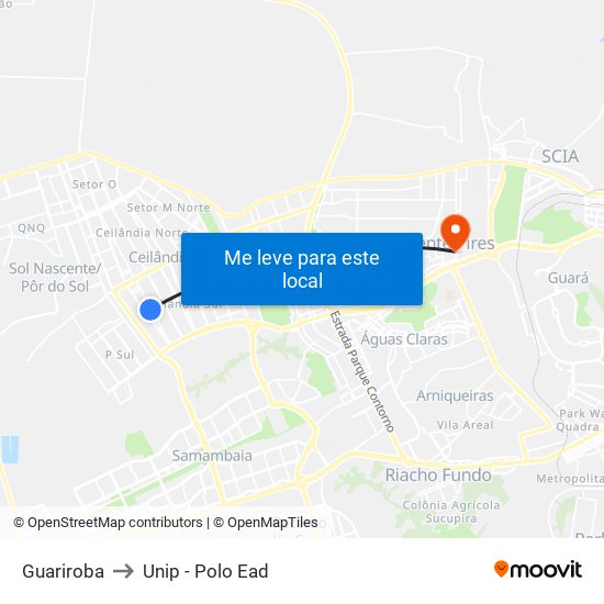 Guariroba to Unip - Polo Ead map