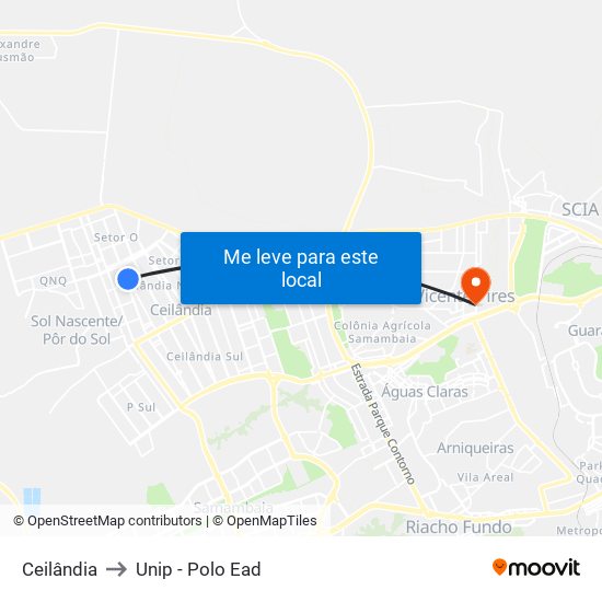 Ceilândia to Unip - Polo Ead map