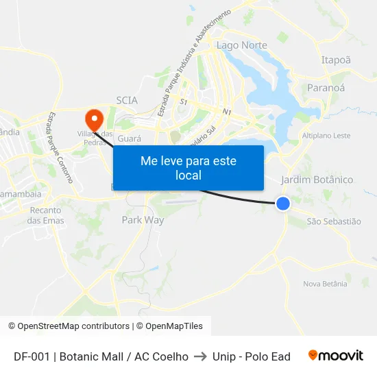 DF-001 | Botanic Mall / AC Coelho to Unip - Polo Ead map